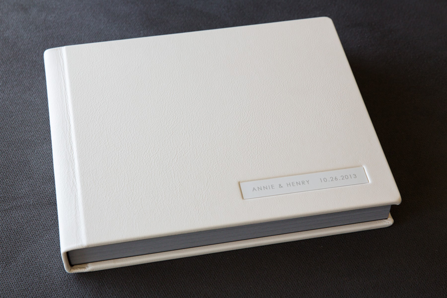 white leather wedding album