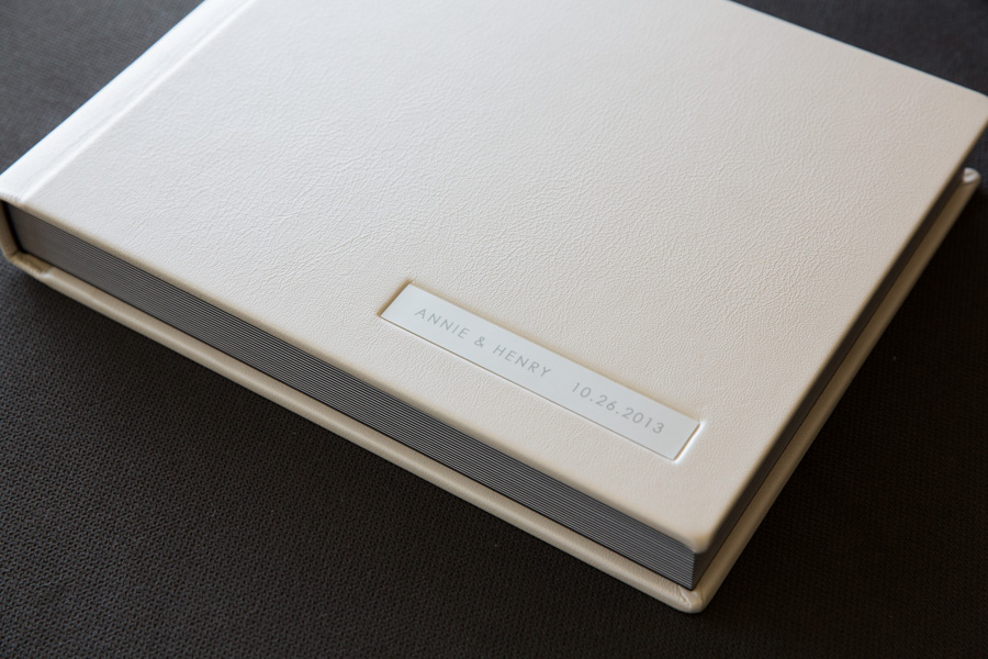 white leather wedding album