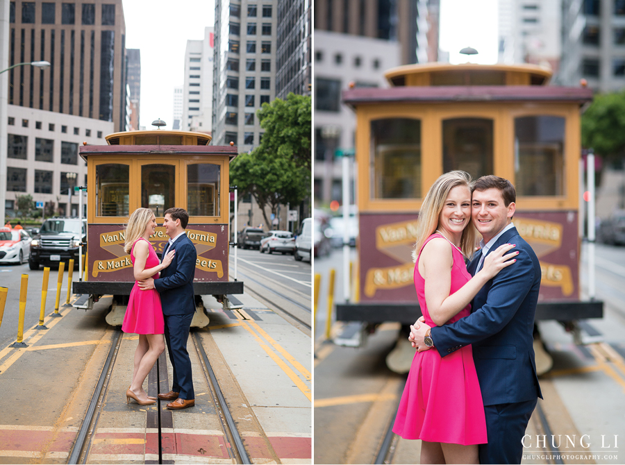 fort point cable car engagement wedding photographer